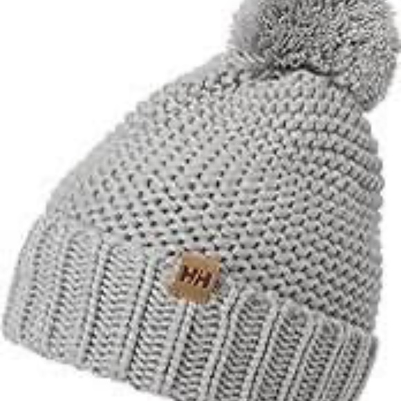 BRAND NEW women helly hansen hh HH calgary chunky grey beanie with removable pom - Picture 3 of 6